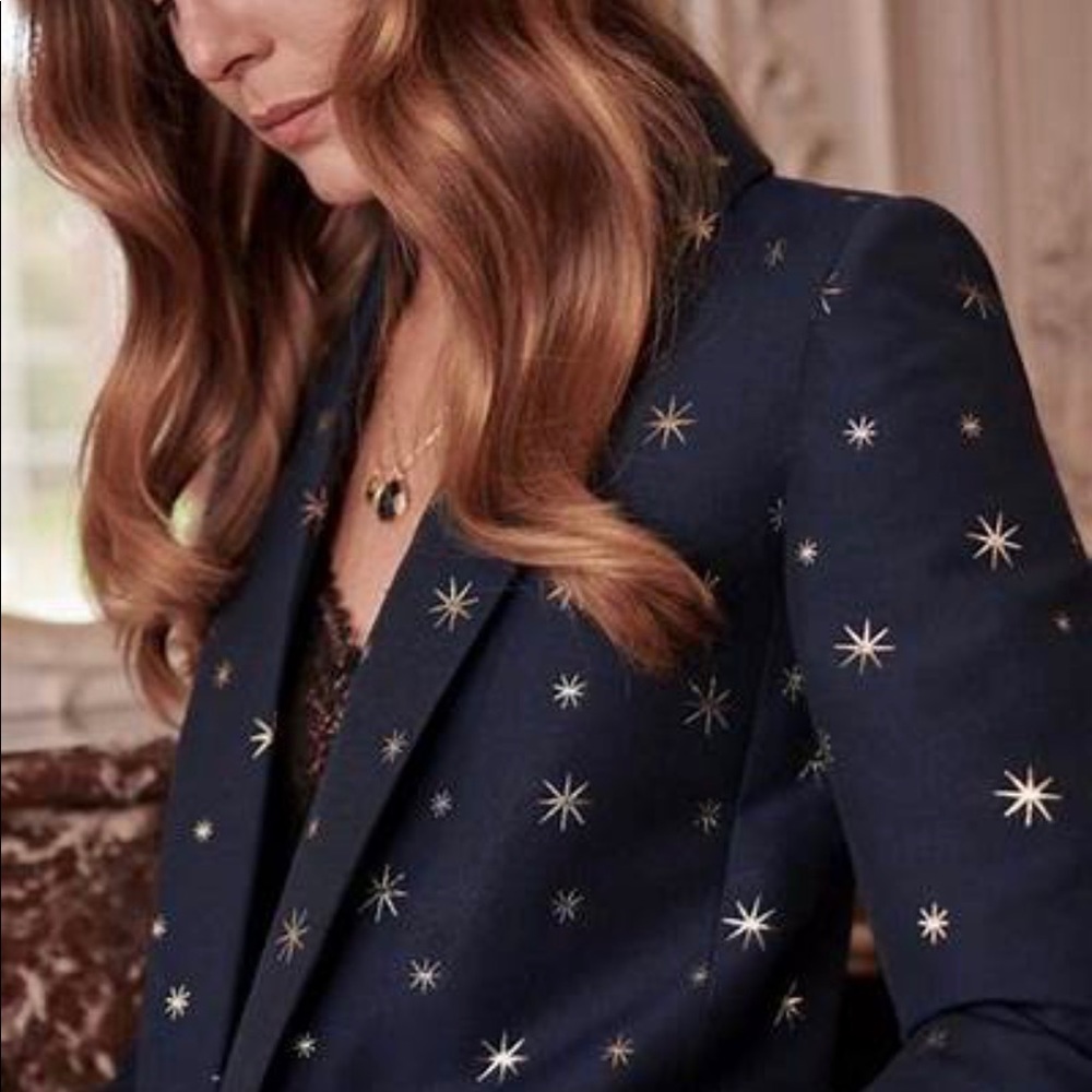 Sezane star printed navy suit BLAZER only
